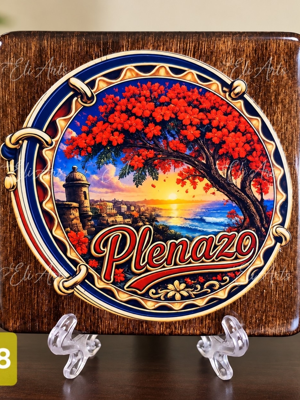 Plenazo Coastal Sunset Decorative Plaque - Red Floral